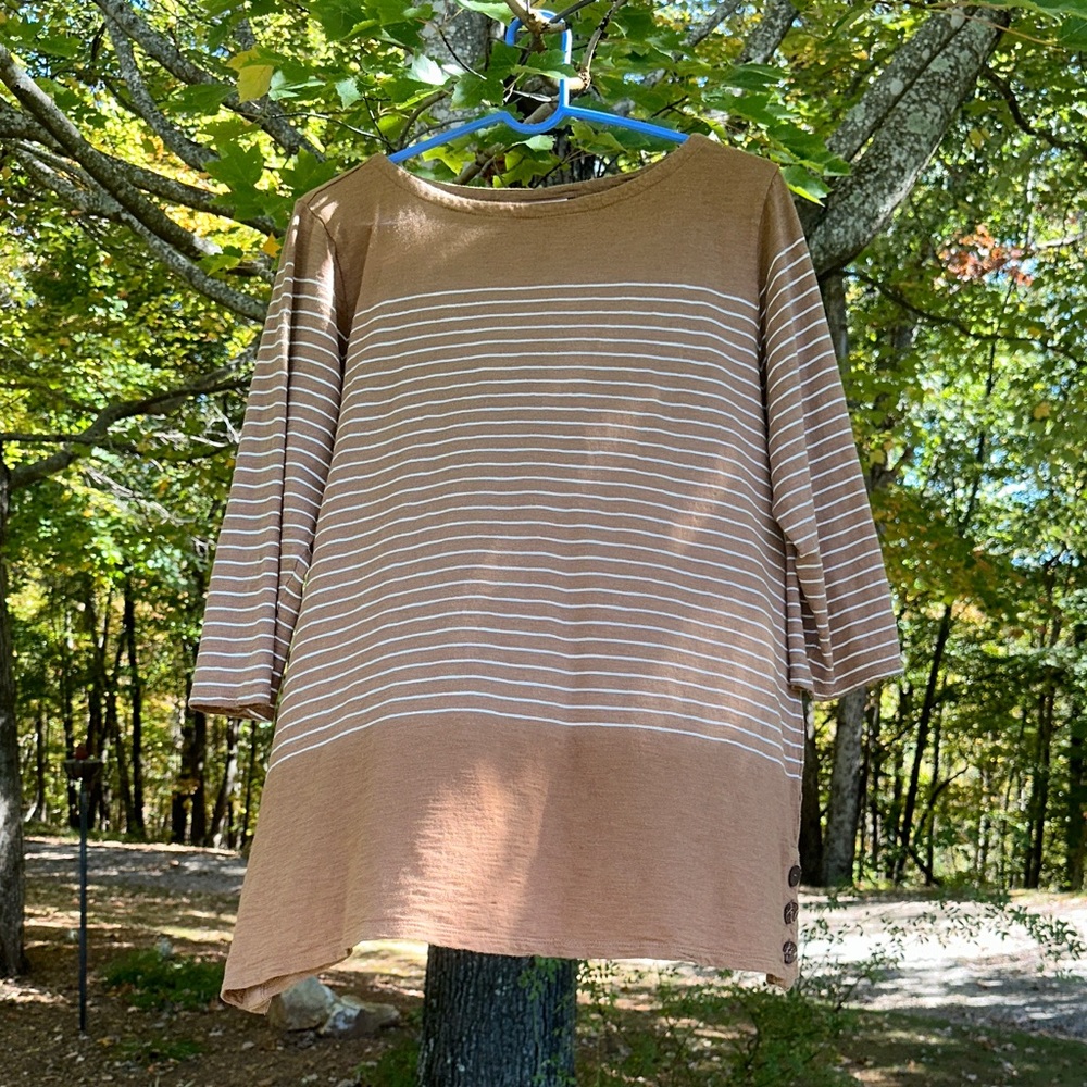 J. Jill Beige and White Striped Tunic